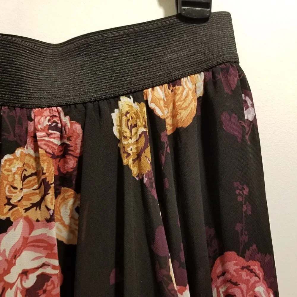NEW Torrid Black Floral Chiffon Tulle Midi Skirt